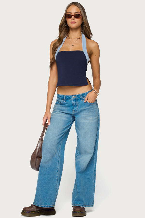 Tanna Contrast Halter Top view 2