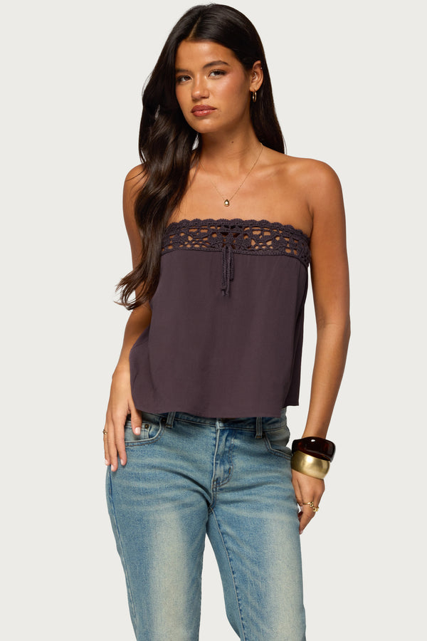 Pearle Crochet Trim Strapless Top view 1