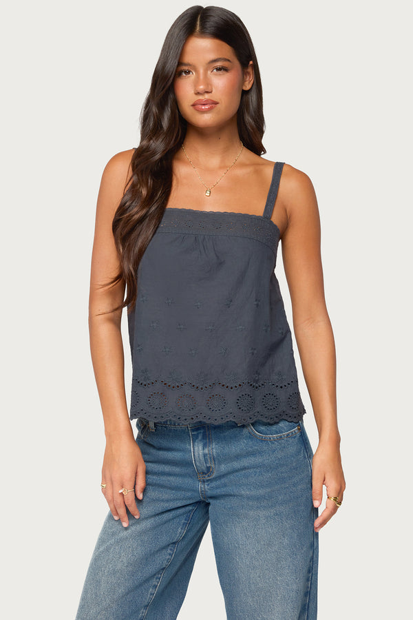 Esma Scalloped Eyelet Top view 1