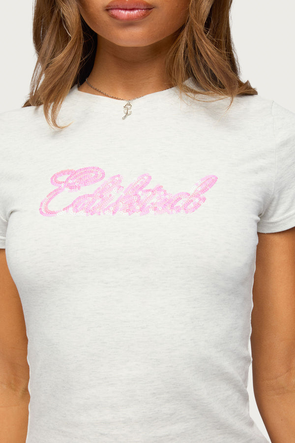 Edikted Wknd Sequin T Shirt view 2