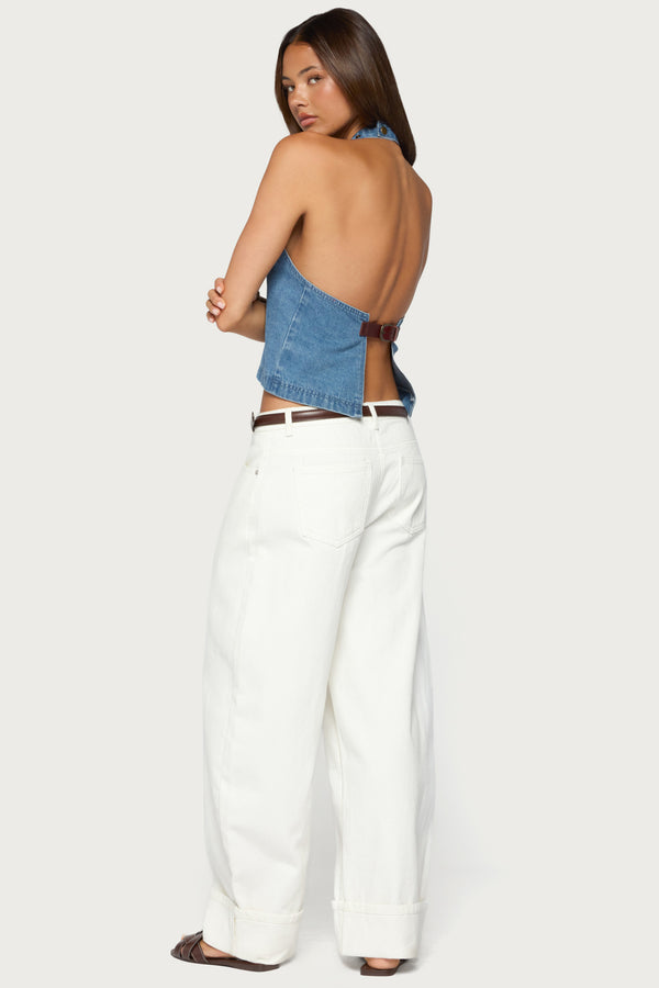 Teddie Backless Denim Halter Top view 2