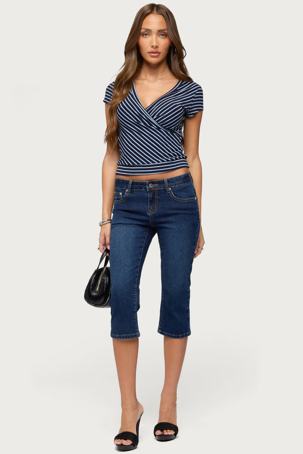 Naame Striped Wrap Top view 2