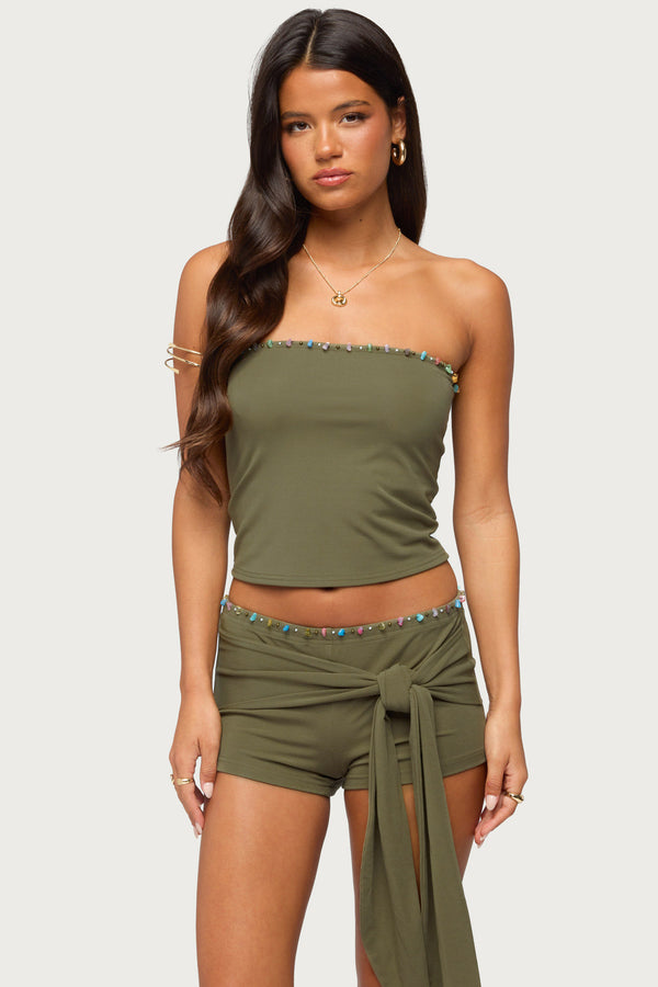 Monroah Bead Strapless Top view 1
