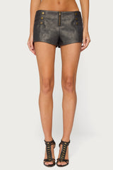 Harle Napoleon Faux Leather Micro Shorts