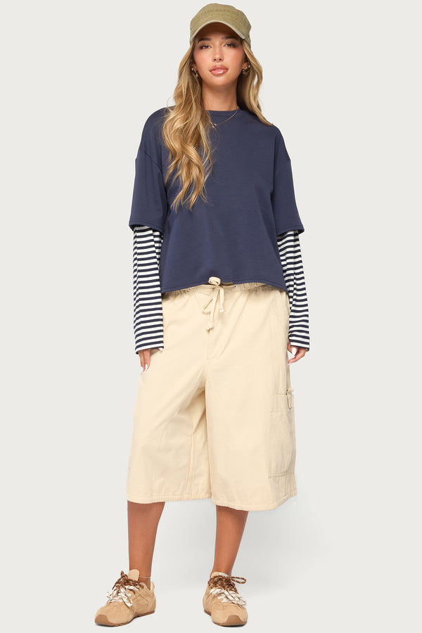 Nacie Layered Stripey Long Sleeve T Shirt view 2