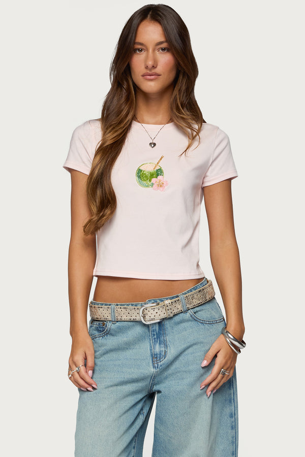 Coconut Beaded T Shirt view 1