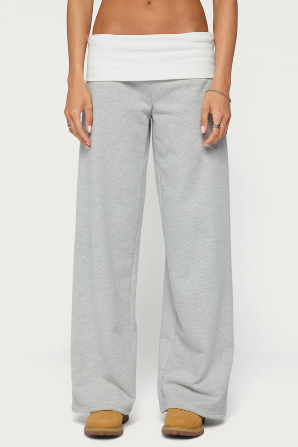 Idha Contrast Foldover Baggy Sweatpants view 2