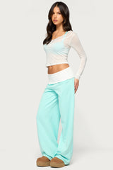 Idha Contrast Foldover Baggy Sweatpants