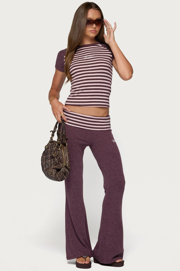 Stay Edikted Stripey Foldover Pants view 1