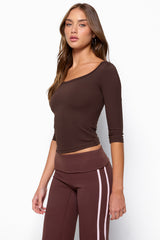 Desi Scoop Neck Three-Quarter Sleeve Top