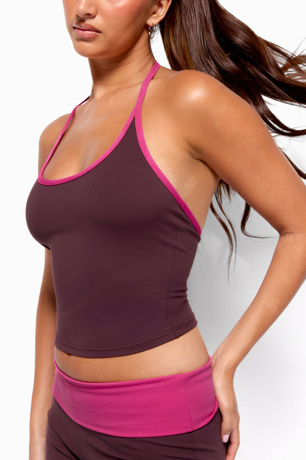 Dayna Contrast Halter Top view 2
