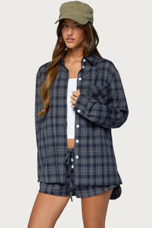 Alessa Plaid Button Up Long Sleeve Top view 1