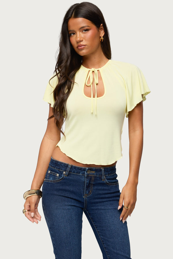 Roye Keyhole Flutter Raglan Top view 1