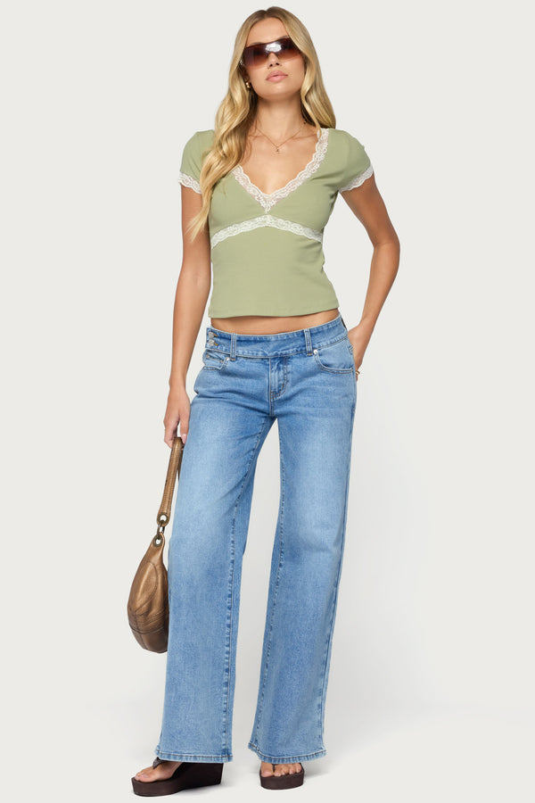 Juli Lacey Ribbed V Neck Top view 2