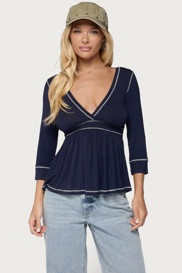 Parah Contrast Babydoll Top view 1