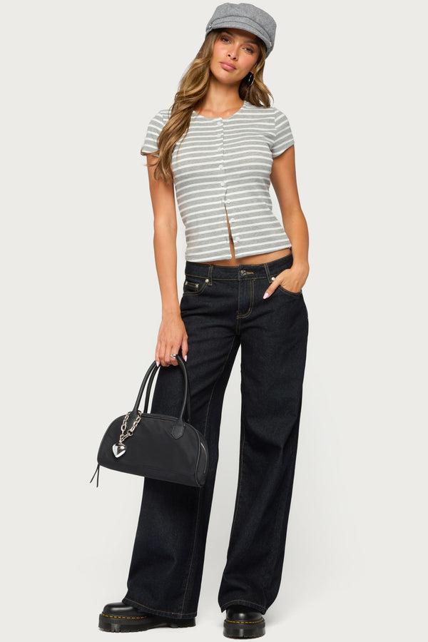 Bonita Striped Button Up Top view 2