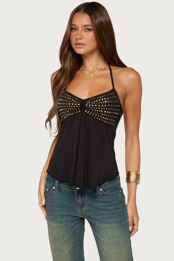 Ivana Studded Halter Top view 1