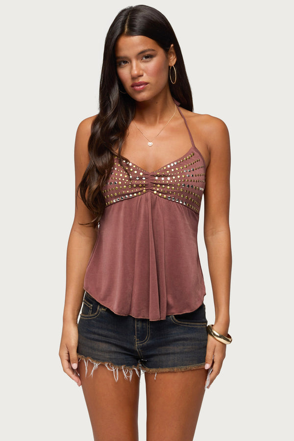 Ivana Studded Halter Top view 2