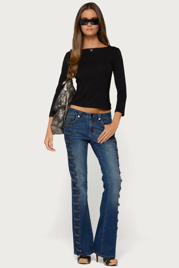 Bailie Lace Back Three-Quarter Sleeve Top view 2