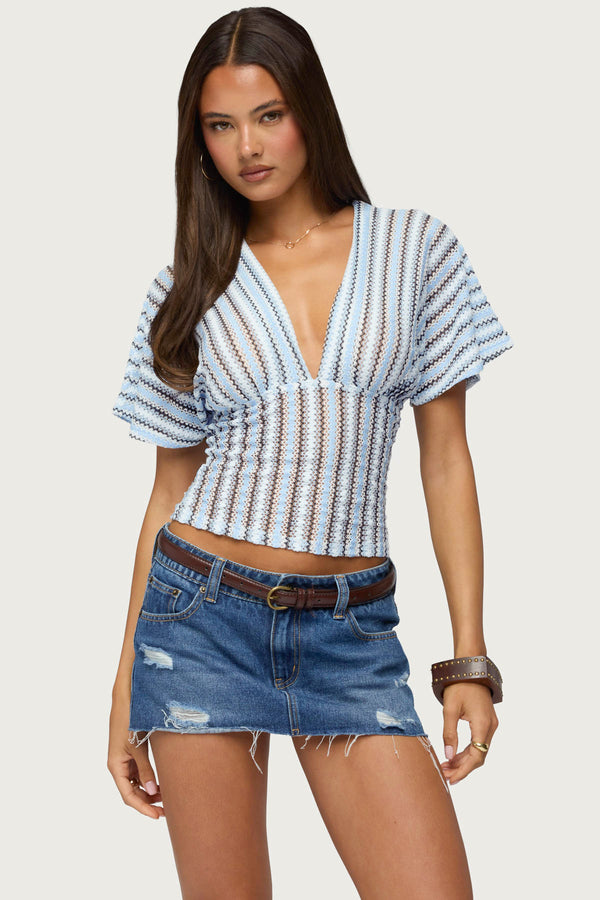 Alwyn Flutter Crochet Zigzag Top view 1