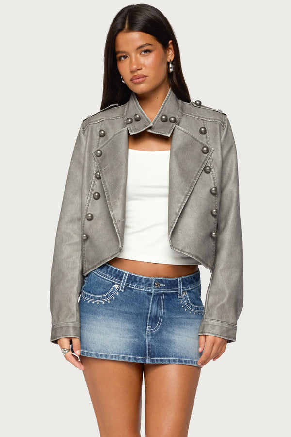 Torie Faux Leather Napoleon Jacket view 1