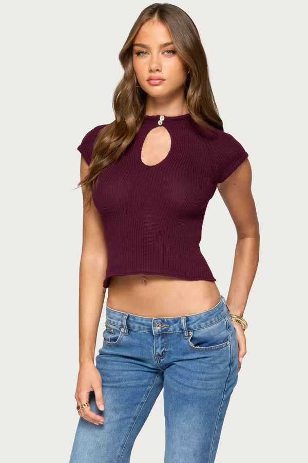 Ganni Keyhole Cutout Knit Top view 1
