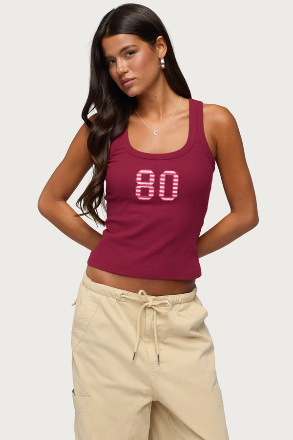 80 Stripey Ribbed Tank Top view 1