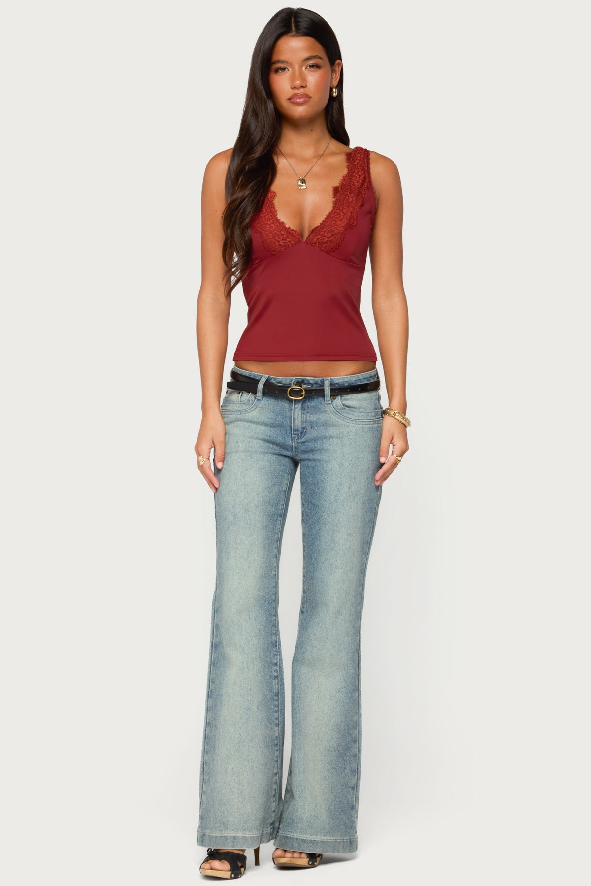 Rali Lacey V Neck Top
