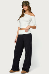 Idha Contrast Foldover Baggy Sweatpants