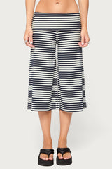 Kelia Striped Foldover Capri Pants