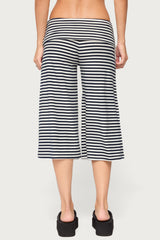 Kelia Striped Foldover Capri Pants