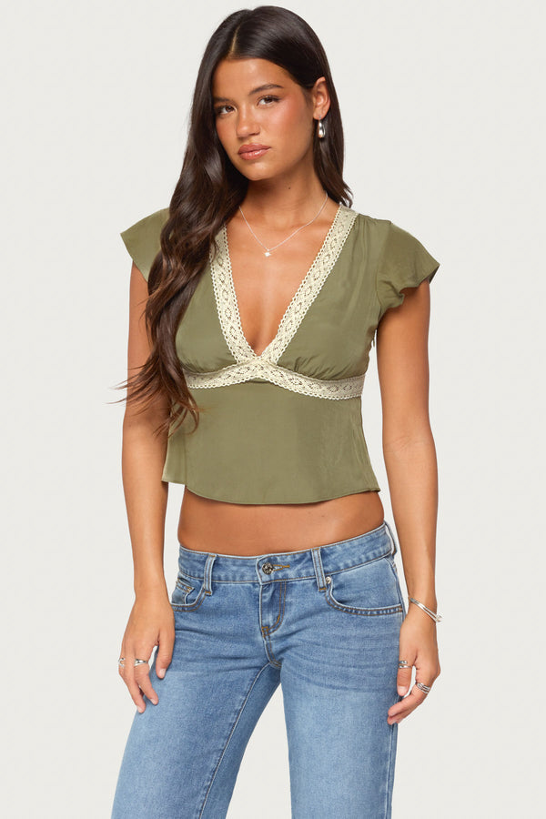Kaela Lacey Flutter Sleeve Top view 1