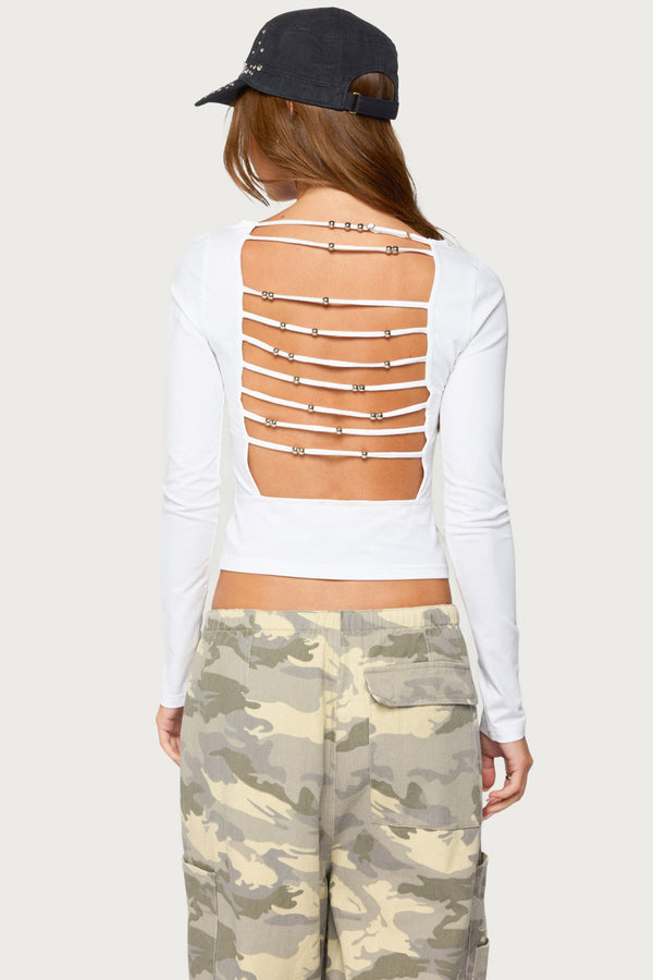 Coeli Beaded Strappy Open Back Top view 1