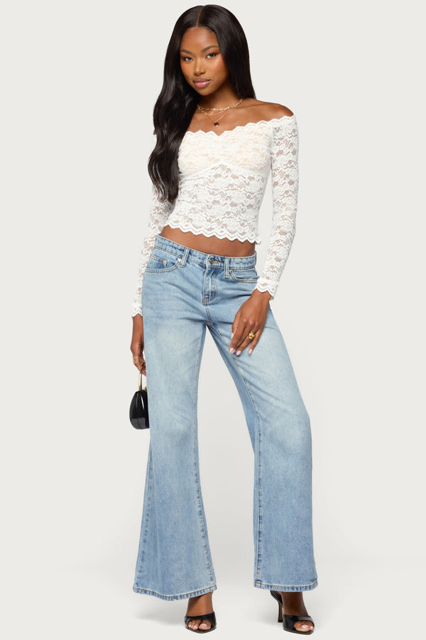 Thaia Sheer Lace Long Sleeve Top view 2