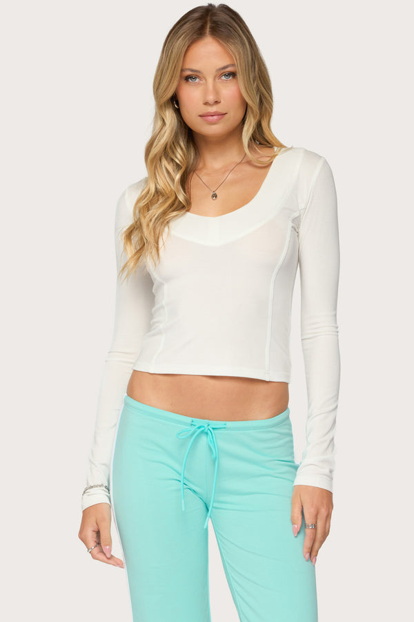 Sali Long Sleeve V Neck Top view 1