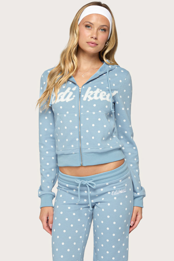 Dilly Polka Dot Waffle Hoodie view 1