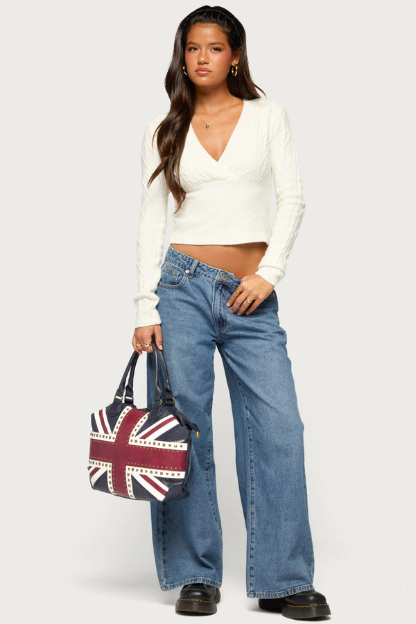 Kitti V Neck Cable Knit Sweater view 2
