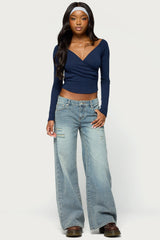 Noor Distressed Low Rise Baggy Jeans