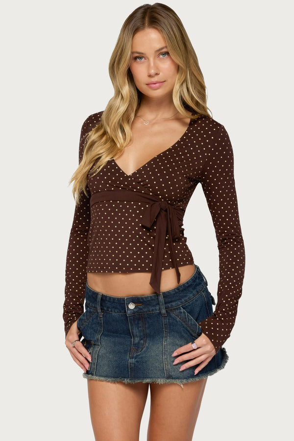 Ilen Polka Dot Wrap Top view 1
