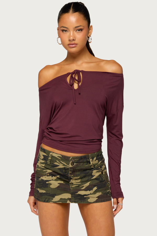 Idie Off Shoulder Long Sleeve Keyhole Top view 1