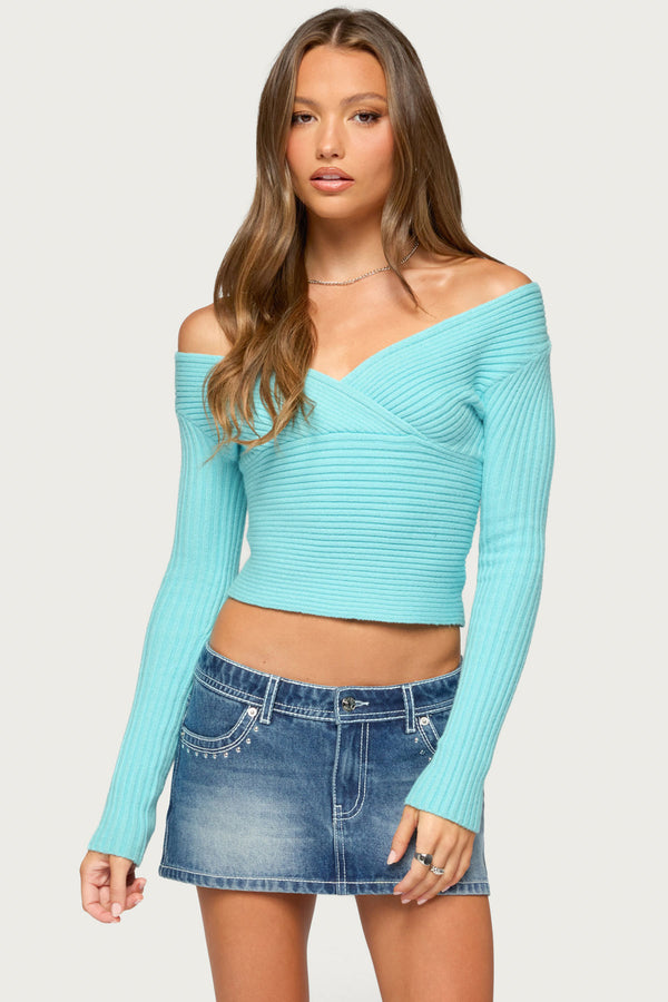 Bealey Off Shoulder Ribbed Wrap Sweater view 1