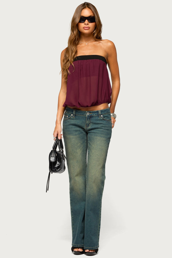 Ulke Chiffon Bubble Strapless Top view 2