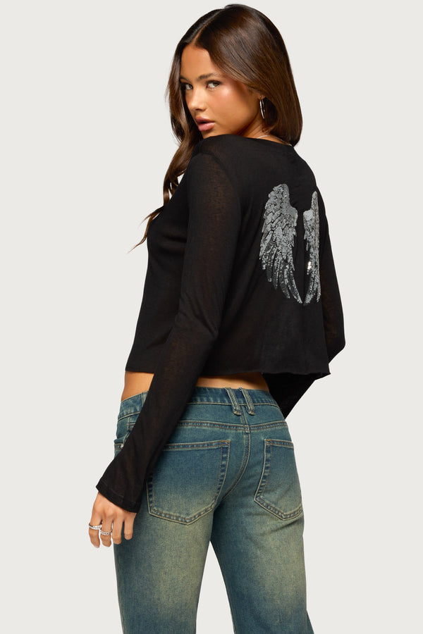Angel Girl Sheer Long Sleeve Top view 2