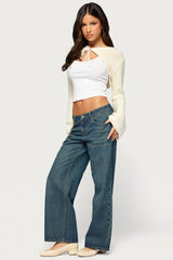 Jaquey Cropped Flared Sleeve Cardigan