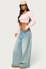 Tammee Knit Henley Crop Top