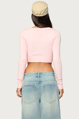 Tammee Knit Henley Crop Top