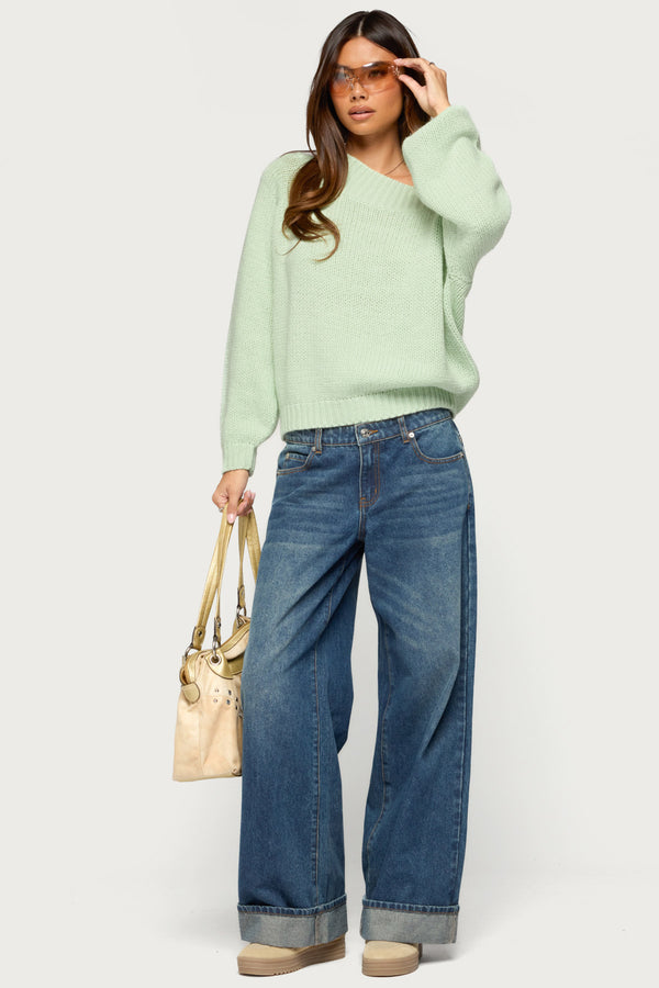 Lanka Oversized Off Shoulder Knit Sweater view 2