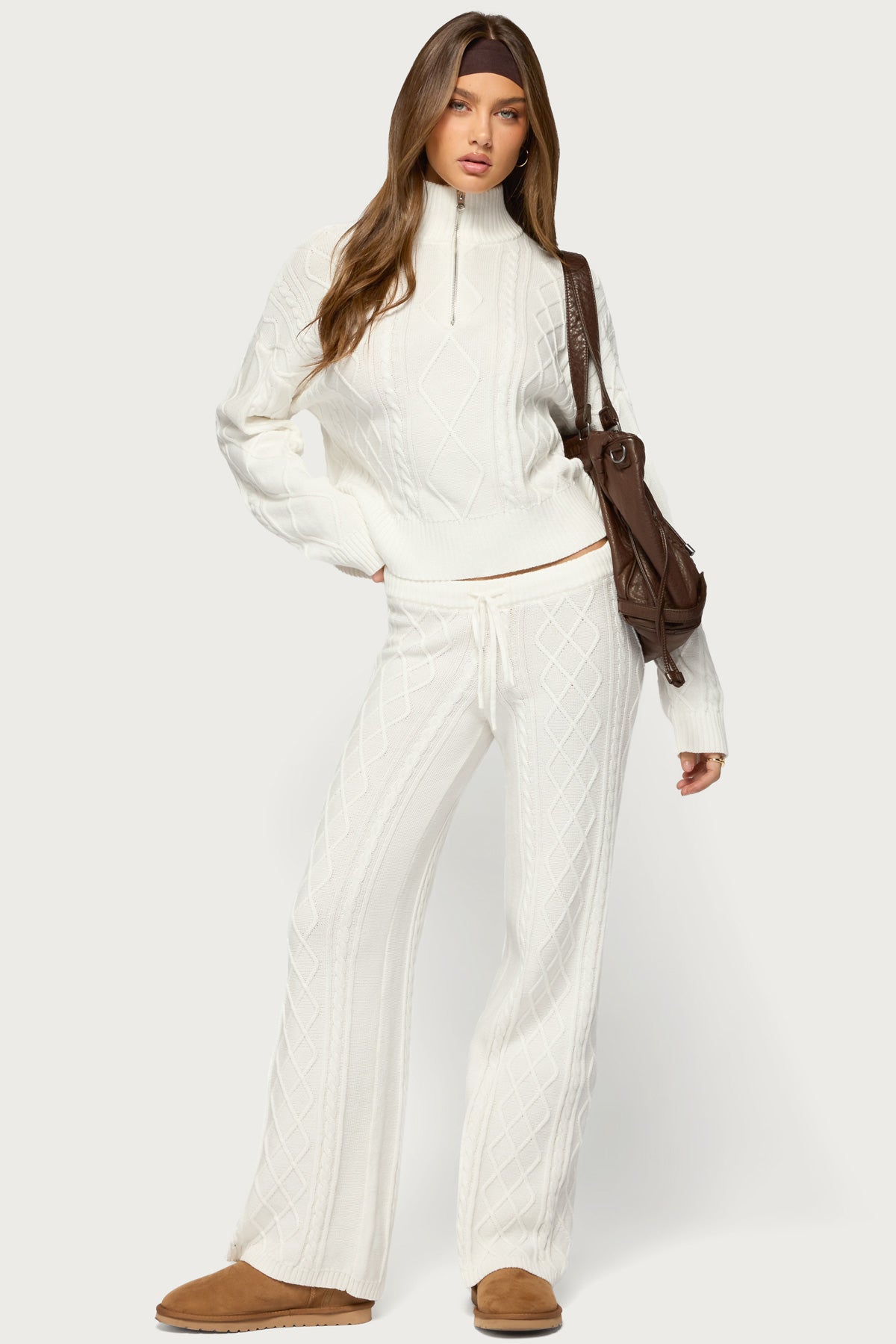 Fika Quarter Zip Cable Knit Sweater