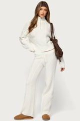 Fika Quarter Zip Cable Knit Sweater