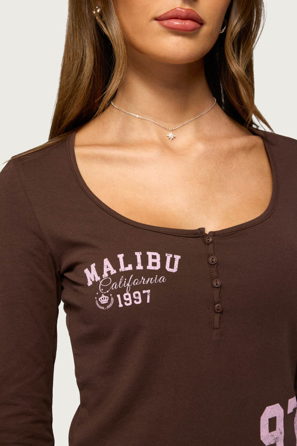 Edikted Malibu Long Sleeve Henley Top view 2